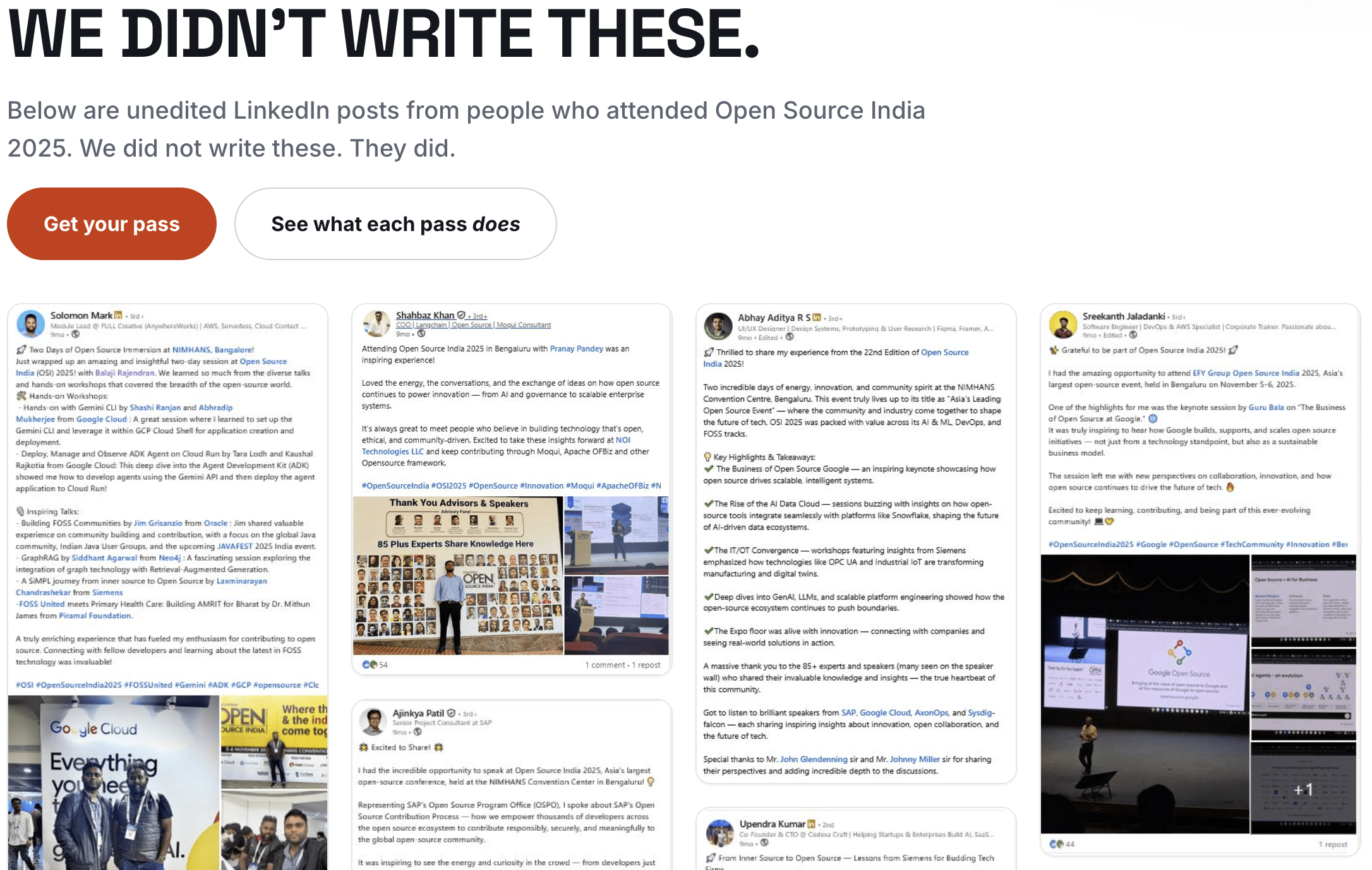 Visitor Testimonials and feedback from OSI